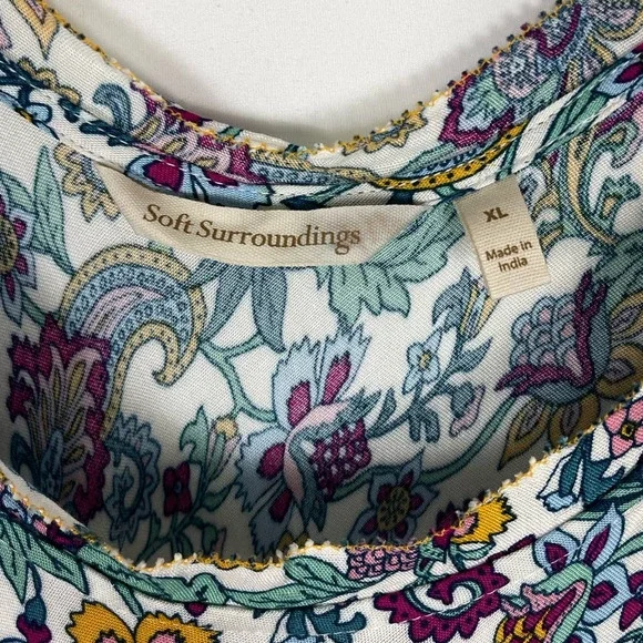 Soft Surroundings Maxi Dress Kara Floral Print Tiered Sundress Boho Chic Size XL - Picture 4 of 9